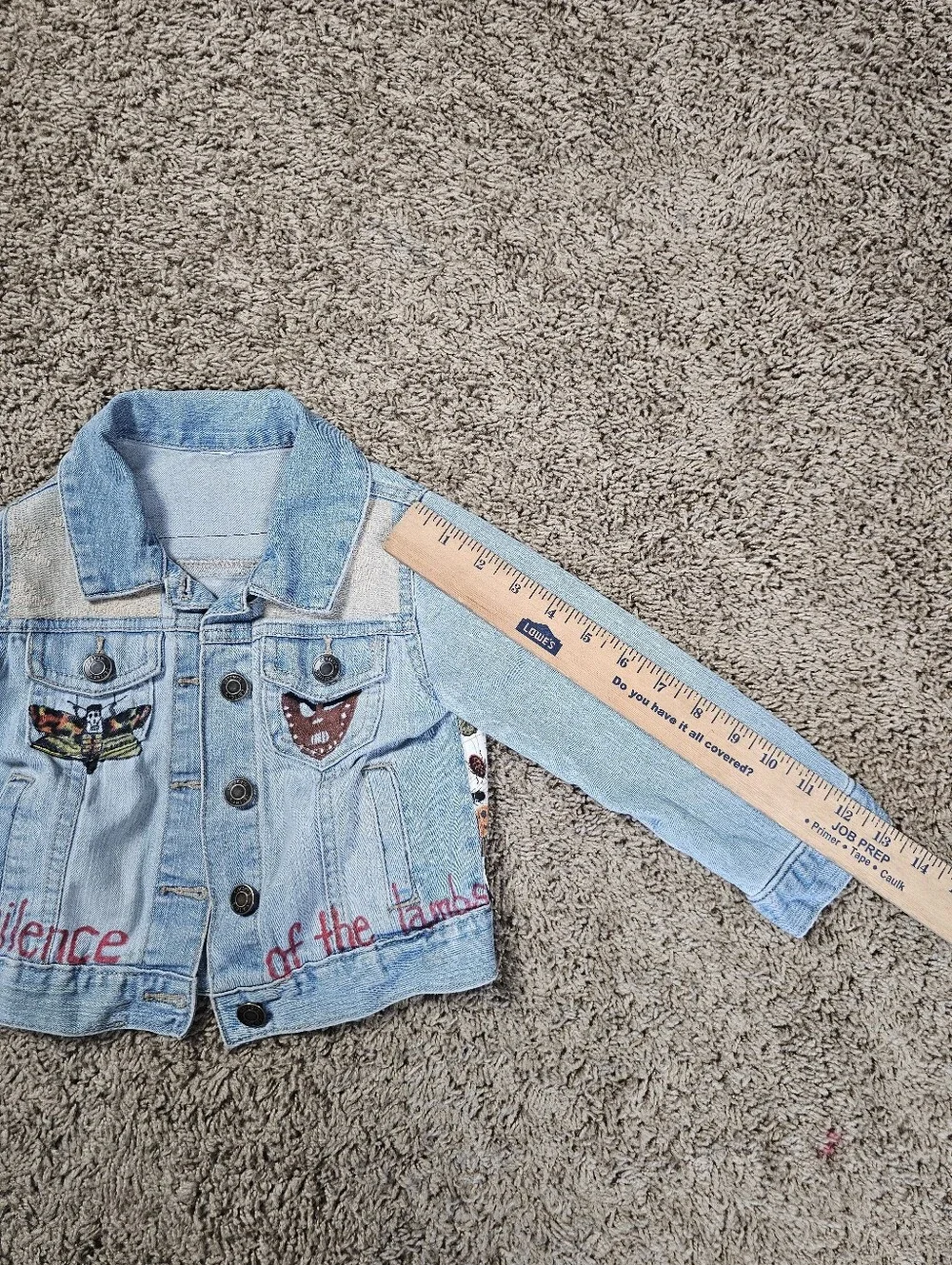 Custom Silence Of The Lambs Kids Denim Jacket Size 3T-4T Butterflies Desgin